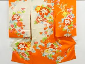 アンティーク　花模様刺繍着物(内袖付き)